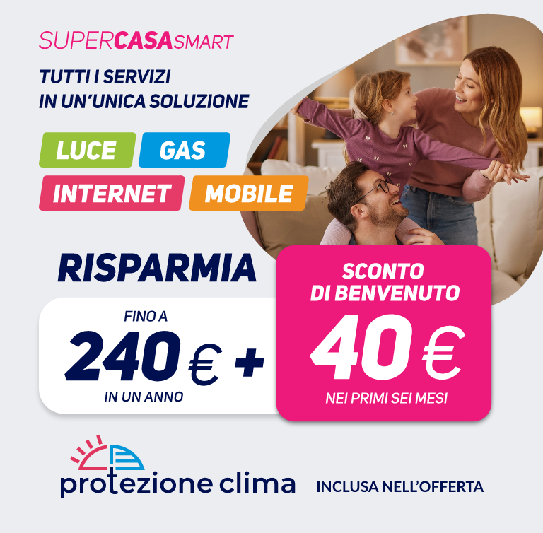 Optima Super Casa Smart hai una soluzione unica mensile per Luce, Gas,  Internet e Fisso, CON 100 Giga E Minuti Illimitati per parlare e navigare  con il tuo telefonino.